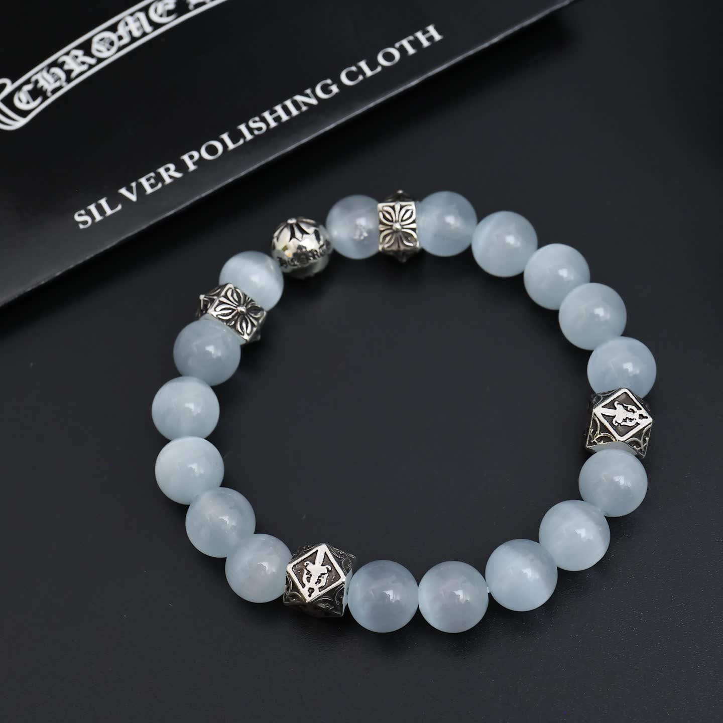 Chrome Hearts Beaded Bracelet with Silver Accents